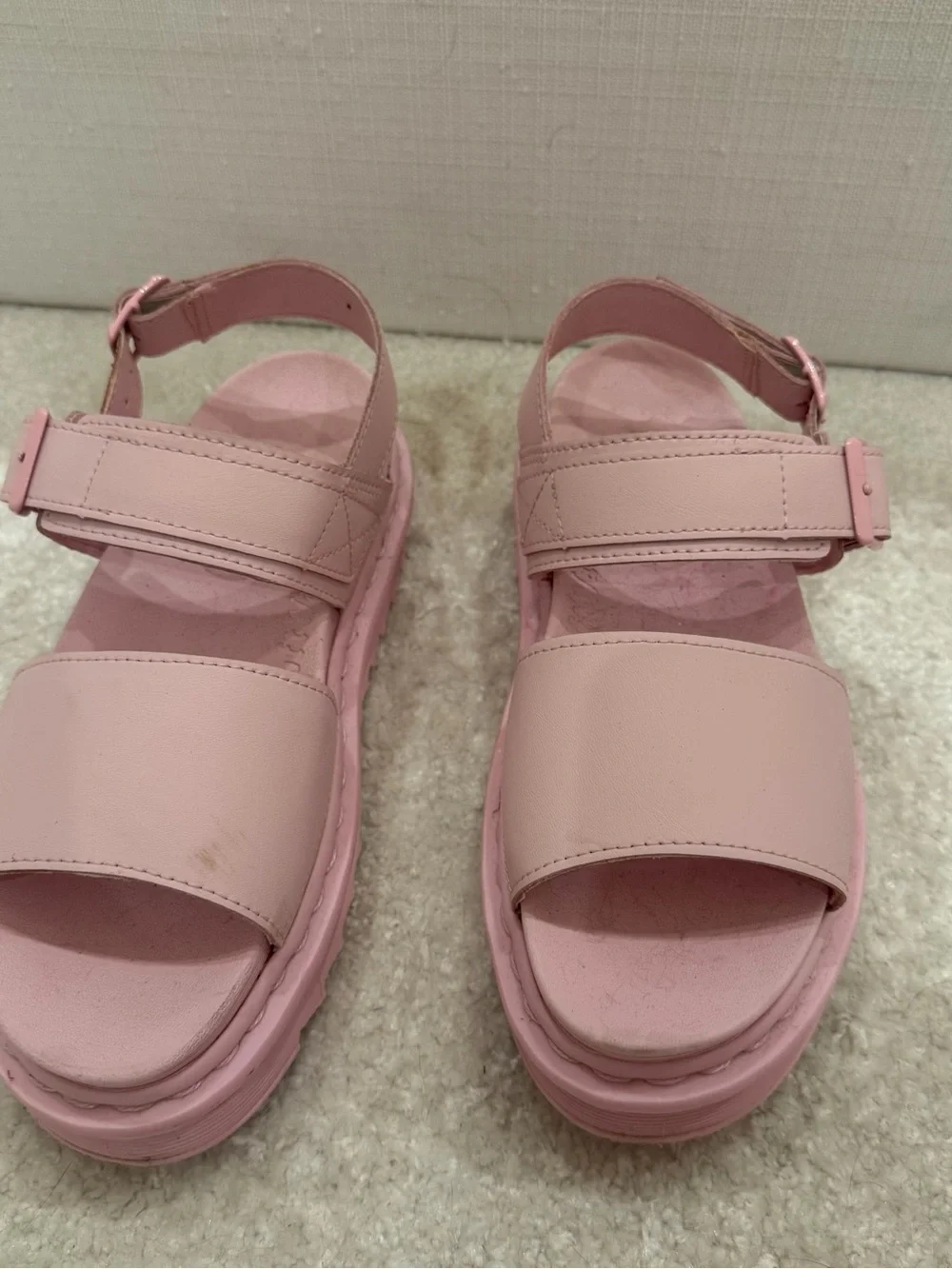 Dr. Martens Pink Platform Sandals with Buckle Straps
